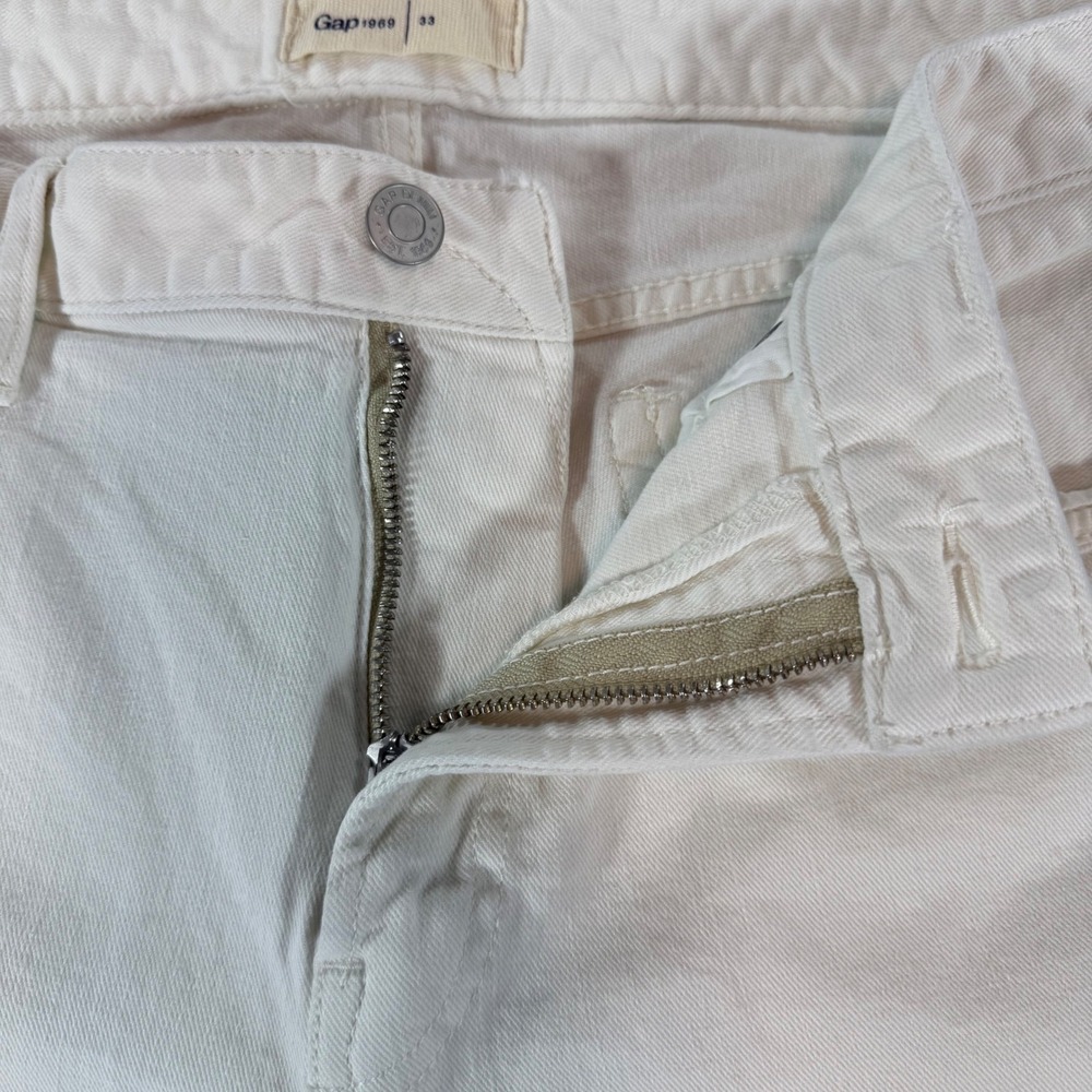 GAP 1969 Denim Shorts Mens 33 Off White Cream Cuffed Casual Summer - Picture 5 of 11